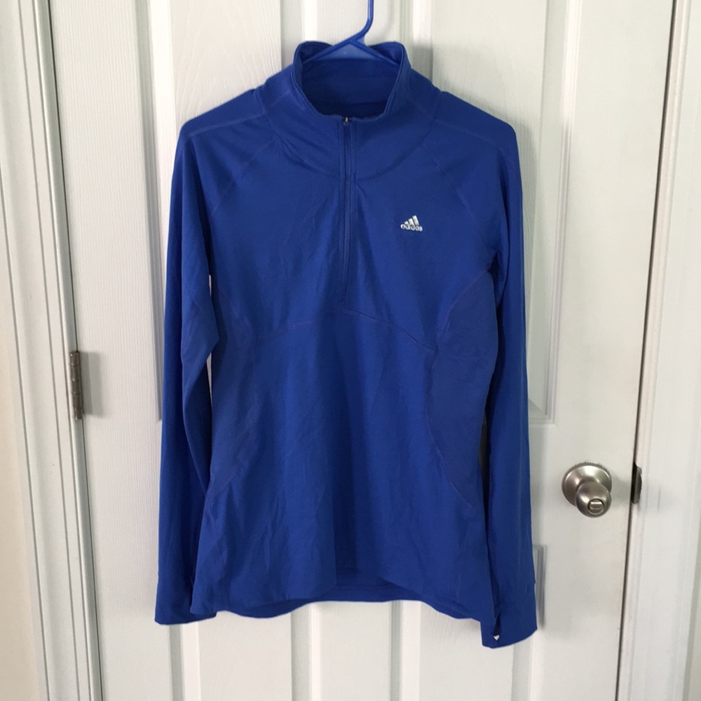 Blue Adidas Long Sleeve Half Zip Tee